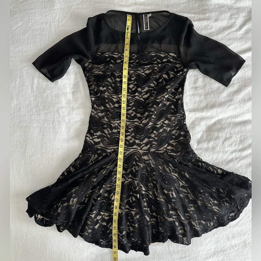 Vintage Y2K Black Lace Drop Waist Whimsigoth Dark Fairy Dress 10